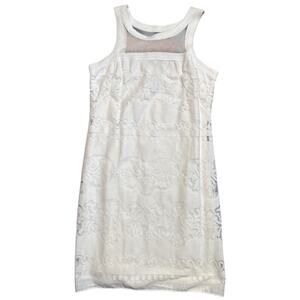 Max Studio White Lace Mesh Cotton Blend Sleeveless Dress Size M